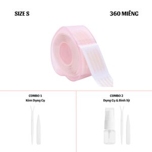 Miếng Dán Kích Mí Cherry Hình Trái Tim Không Cần Keo 360 Miếng
