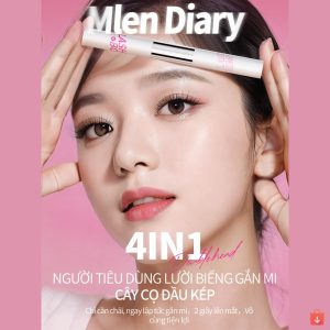 Keo 2 Đầu Mascara 4in1 Mlen Diary thiết kế tiện lợi, kết hợp dung dịch tẩy keo