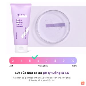 Sữa rửa mặt Tiam Snail & Azulene Low PH Cleanser 200ml
