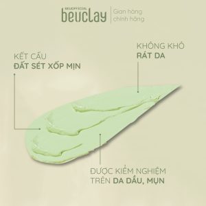 Mặt nạ đất sét BEUCLAY trà xanh sáng da, se khít lỗ chân lông, kiểm soát dầu, hỗ trợ giảm mụn cám mụn đầu đen