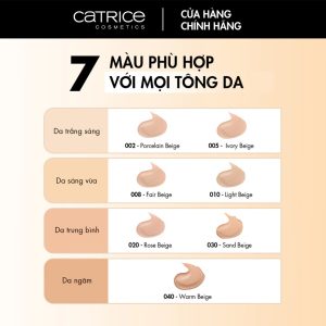 Kem nền Catrice HD Liquid Coverage Foundation che phủ tự nhiên tạo độ mịn màng cho da 30ml