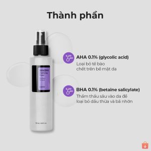 Nước hoa hồng COSRX chứa AHA/ BHA tẩy tế bào chết làm sáng da giảm mụn hiệu quả 150ml