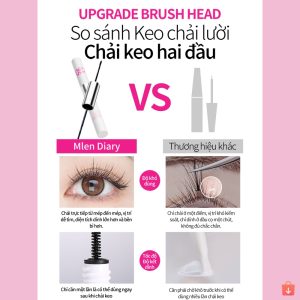 Keo 2 Đầu Mascara 4in1 Mlen Diary thiết kế tiện lợi, kết hợp dung dịch tẩy keo