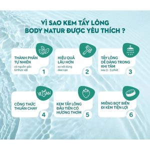 Kem Tẩy Lông Mặt, Body, Bikini, Làm Mềm Da, Nhạt Màu Lông Body Natur Cream Hair Removal Cream 200ml
