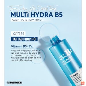 Nước Hoa Hồng Phục Hồi Dưỡng Trắng PrettySkin Multi Hydra B5 Calming & Repairing Toner 205ml Pretty Skin