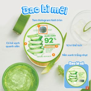 Gel dưỡng da nha đam cấp ẩm và làm dịu Nature Republic Soothing & Moisture Aloe Vera 92% Soothing Gel (Jar) 300ml