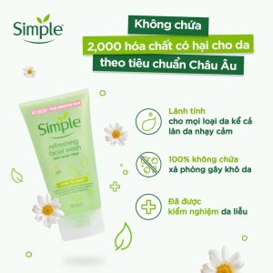 Gel Rửa Mặt Simple Dịu Nhẹ Cho Da Nhạy Cảm Kind To Skin Refreshing Facial Wash 150ml