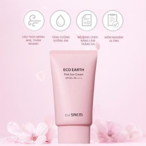 Kem Chống Nắng Nâng Tone, Kiềm Dầu Sắc Hồng the SAEM Eco Earth Pink Sun Cream 50g