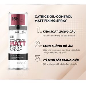 Xịt Khóa Nền Kiềm Dầu, Giữ Ẩm, Căng Bóng, Lâu Trôi Catrice Fixing Spray 50ml